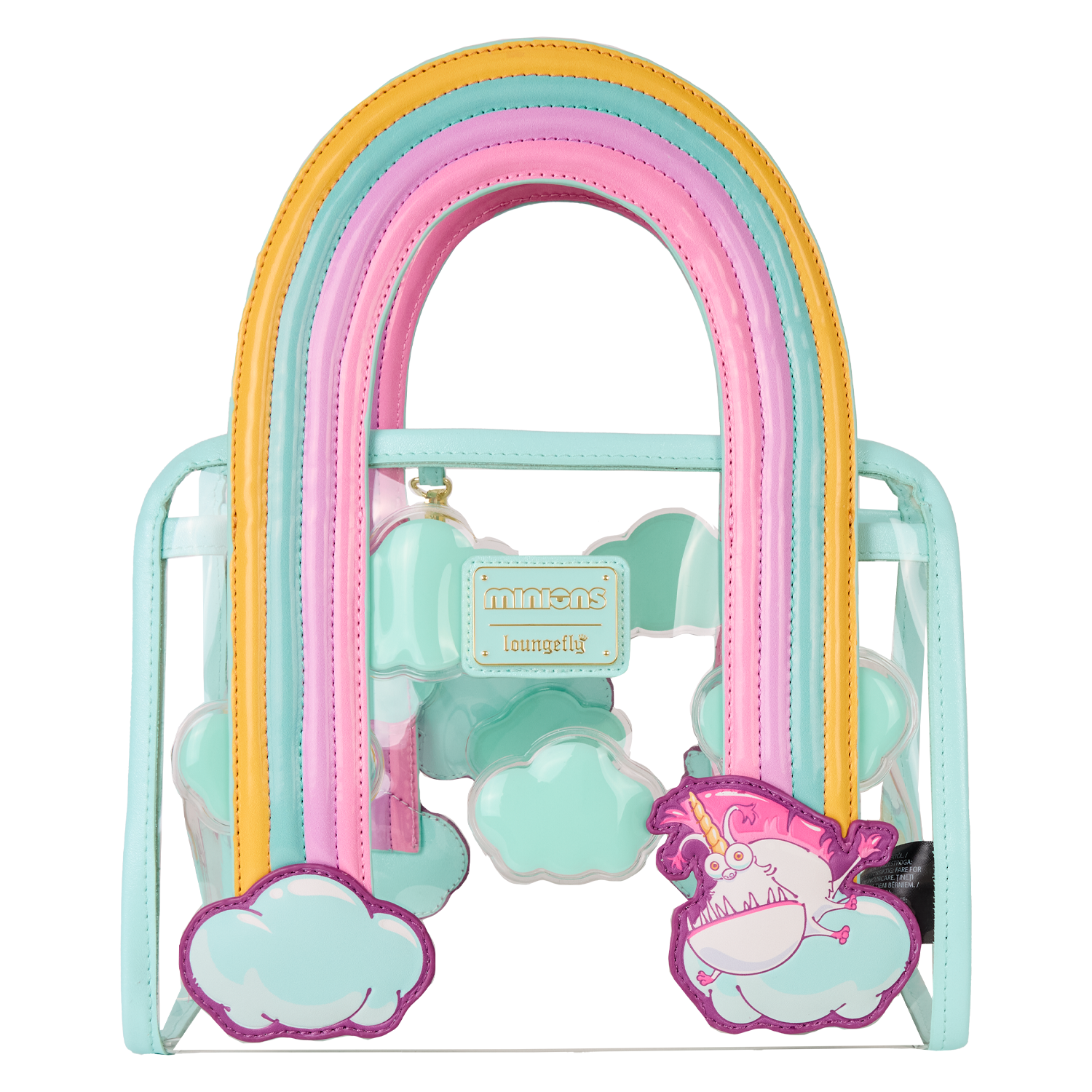 Minions Fluffy Unicorn Rainbow Clear Mini Tote Crossbody Bag