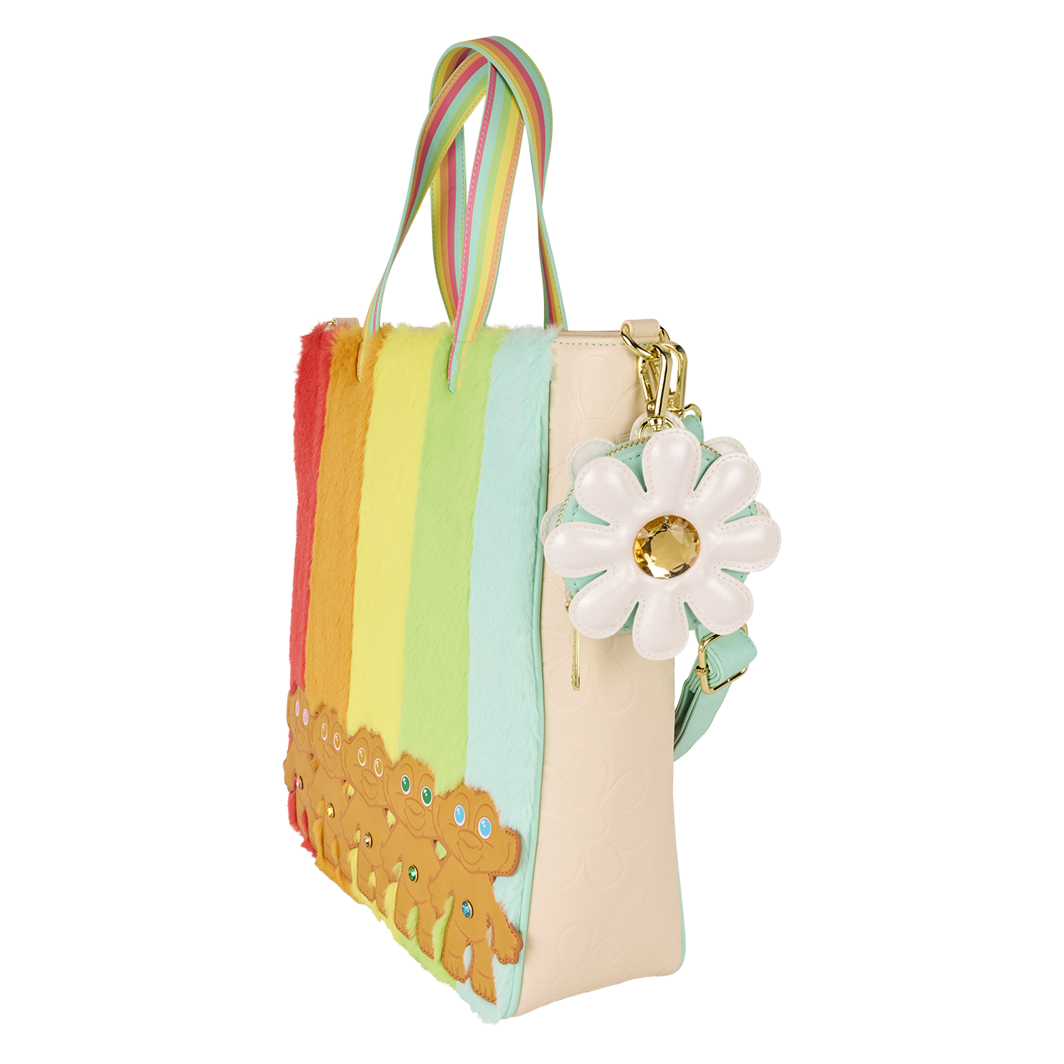 Classic Good Luck Trolls Plush Glitter Tote Crossbody Bag with Coin Bag