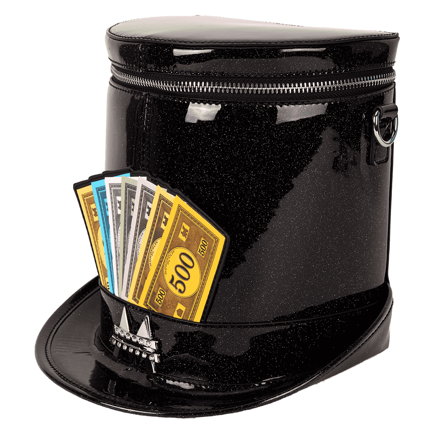Monopoly 90th Anniversary Top Hat Glitter Figural Crossbody Bag