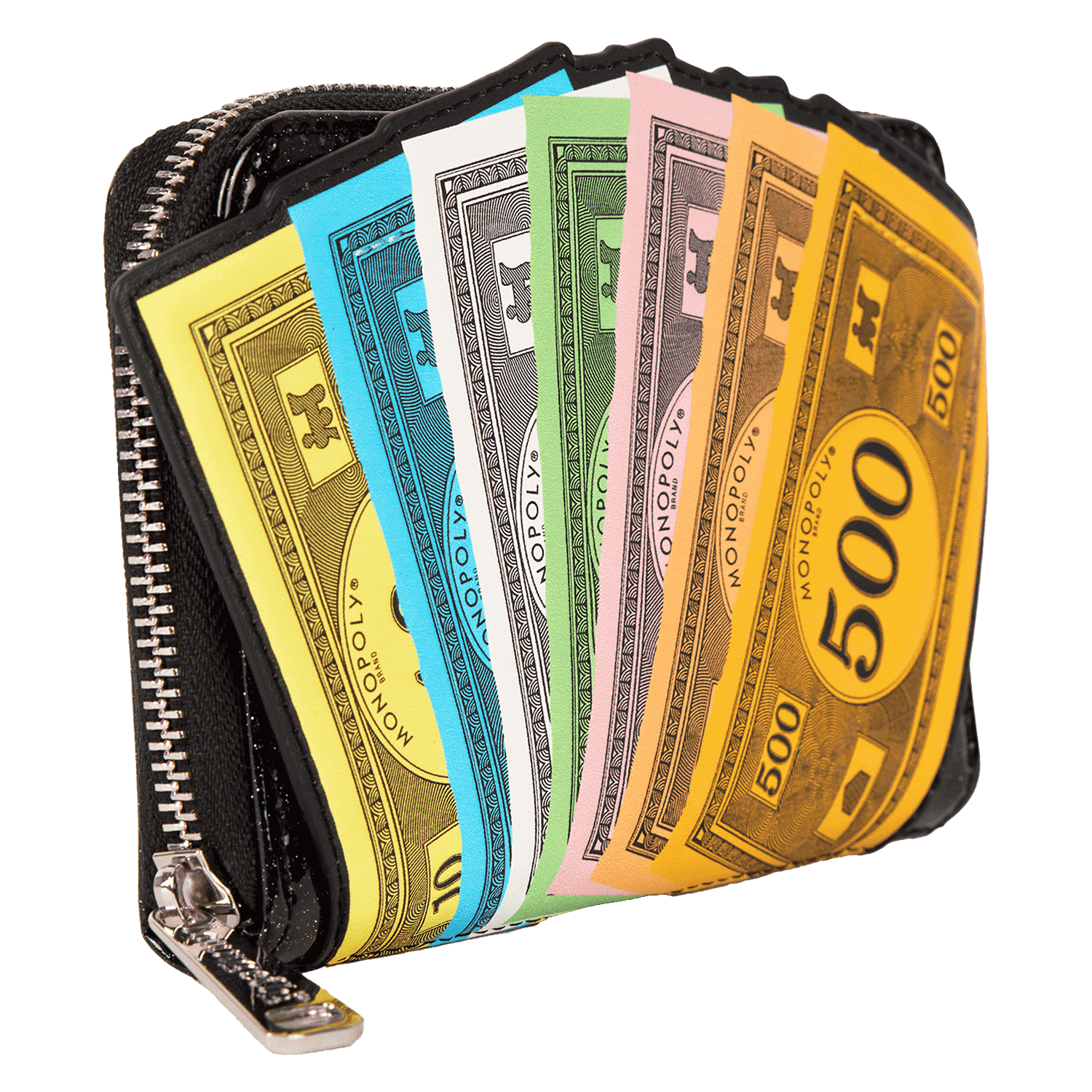 Monopoly 90th Anniversary Money Glitter Zip Around Wallet