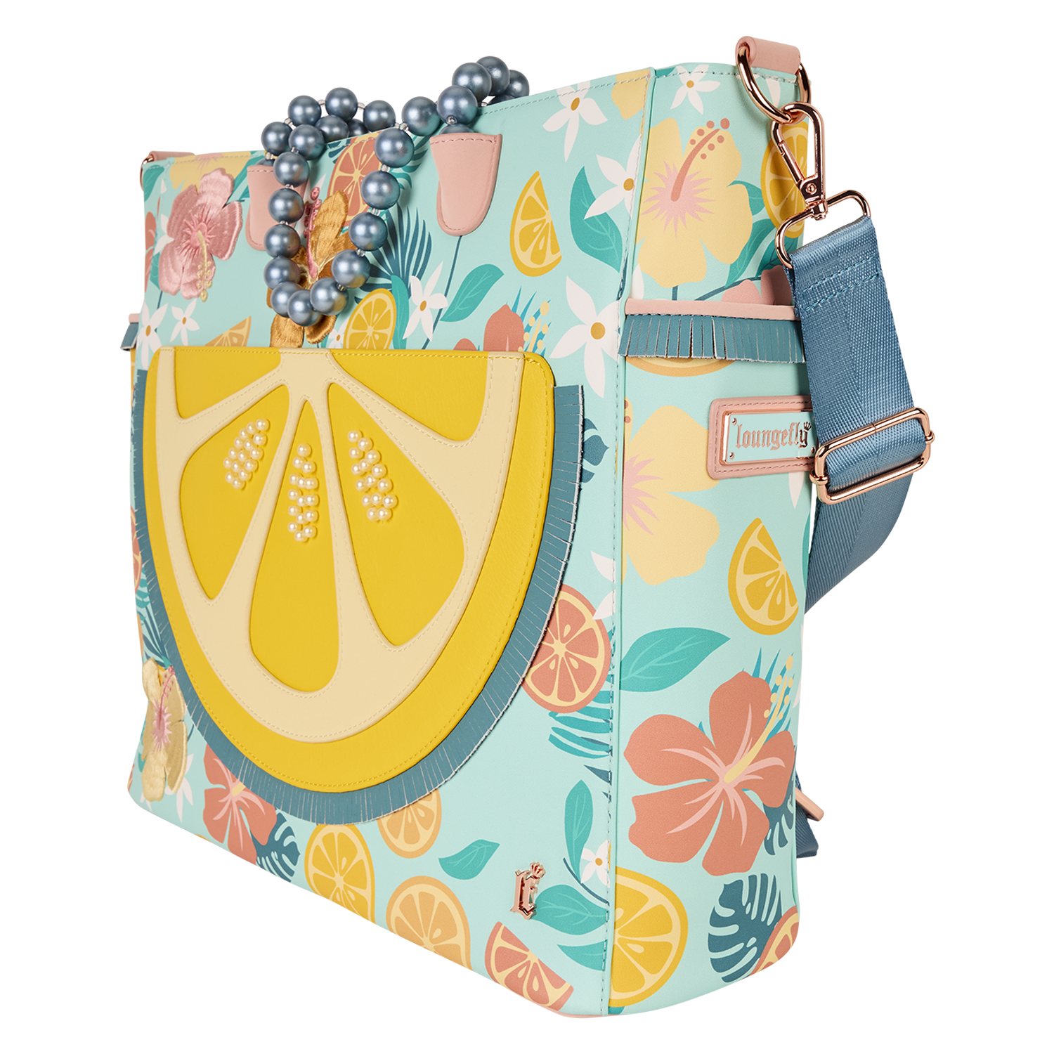 Loungefly Tropical Lemon Floral Convertible Backpack & Tote Crossbody Bag