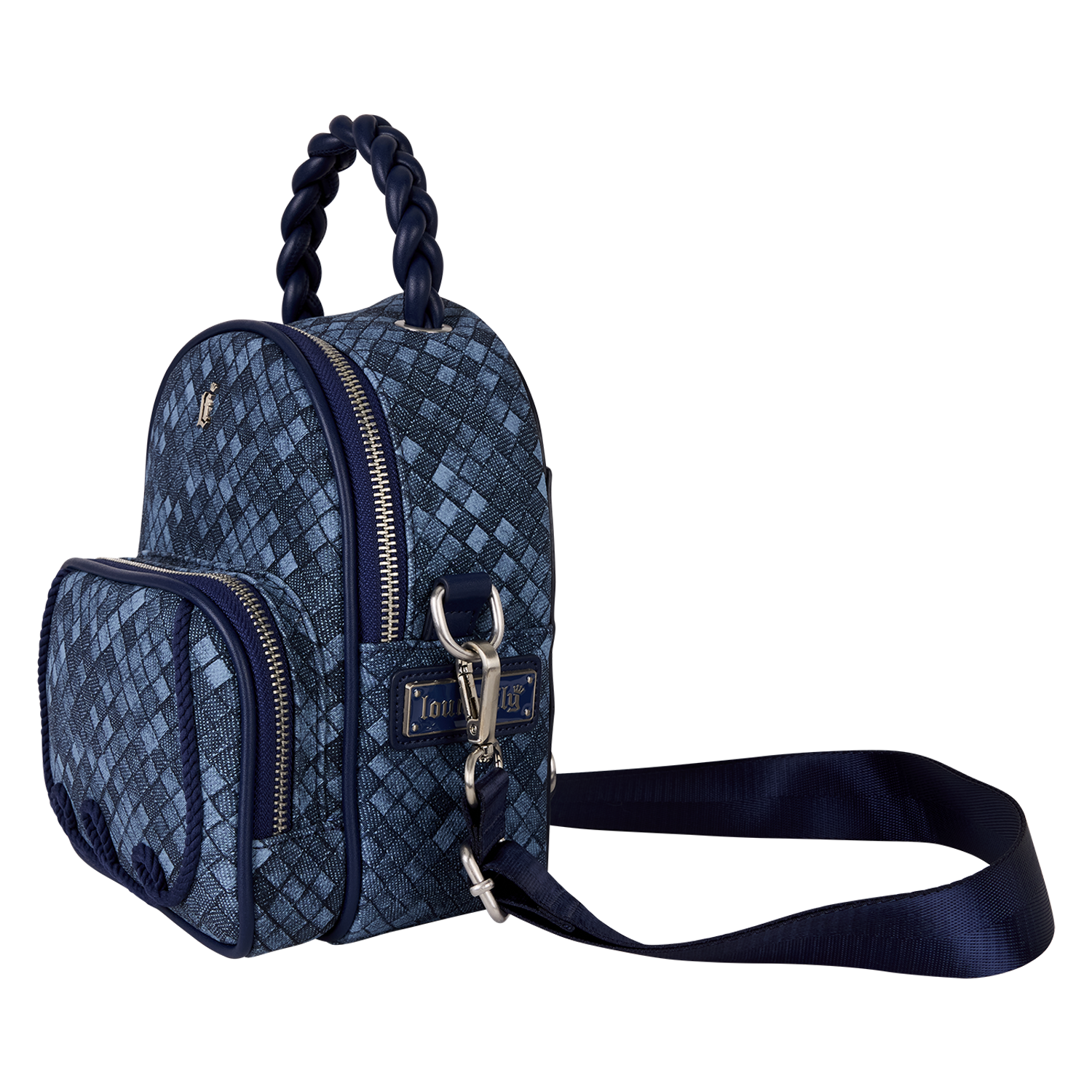 Loungefly Blue Checkered Convertible Mini Backpack & Crossbody Bag