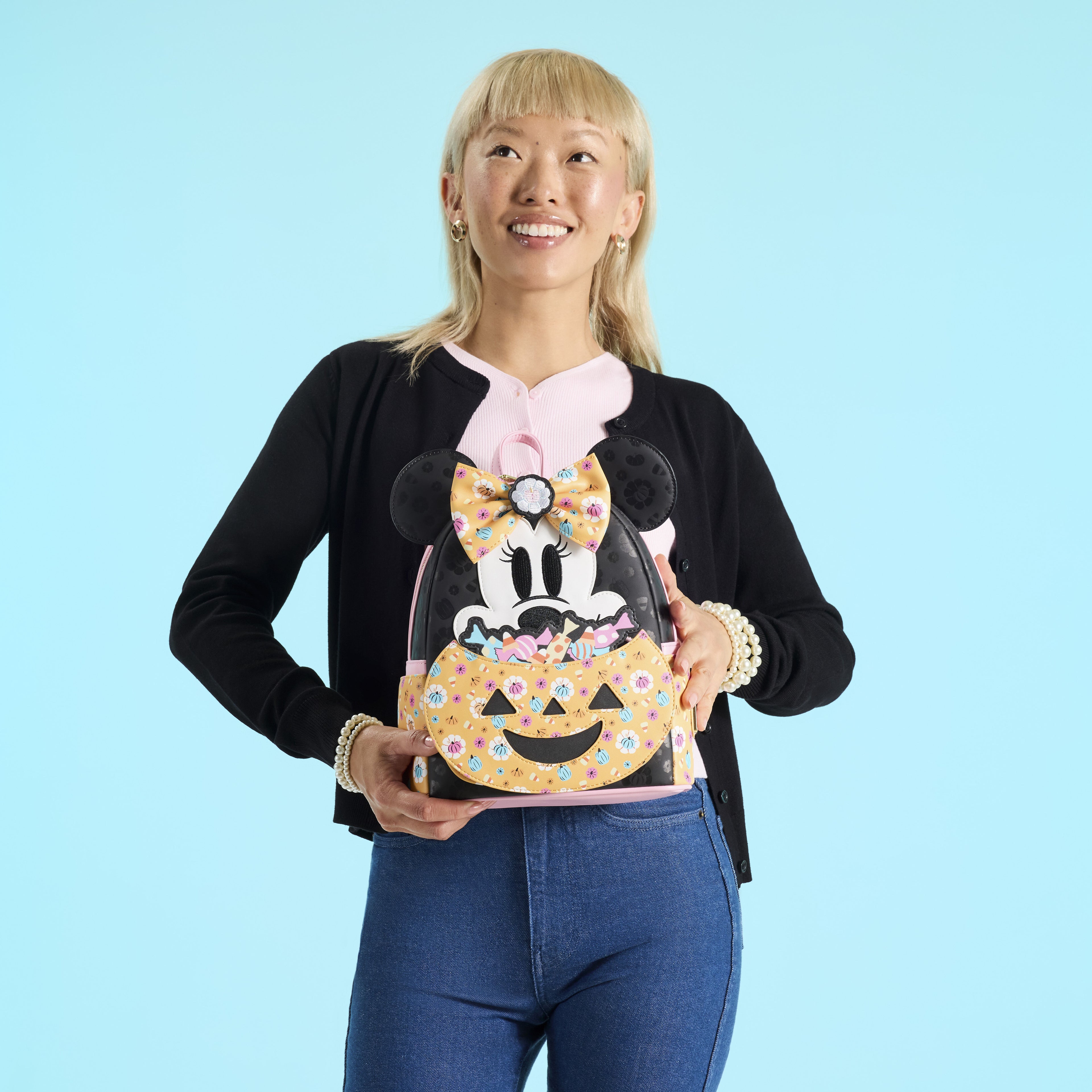 Minnie Mouse Cosplay Floral Pumpkin Glow Mini Backpack