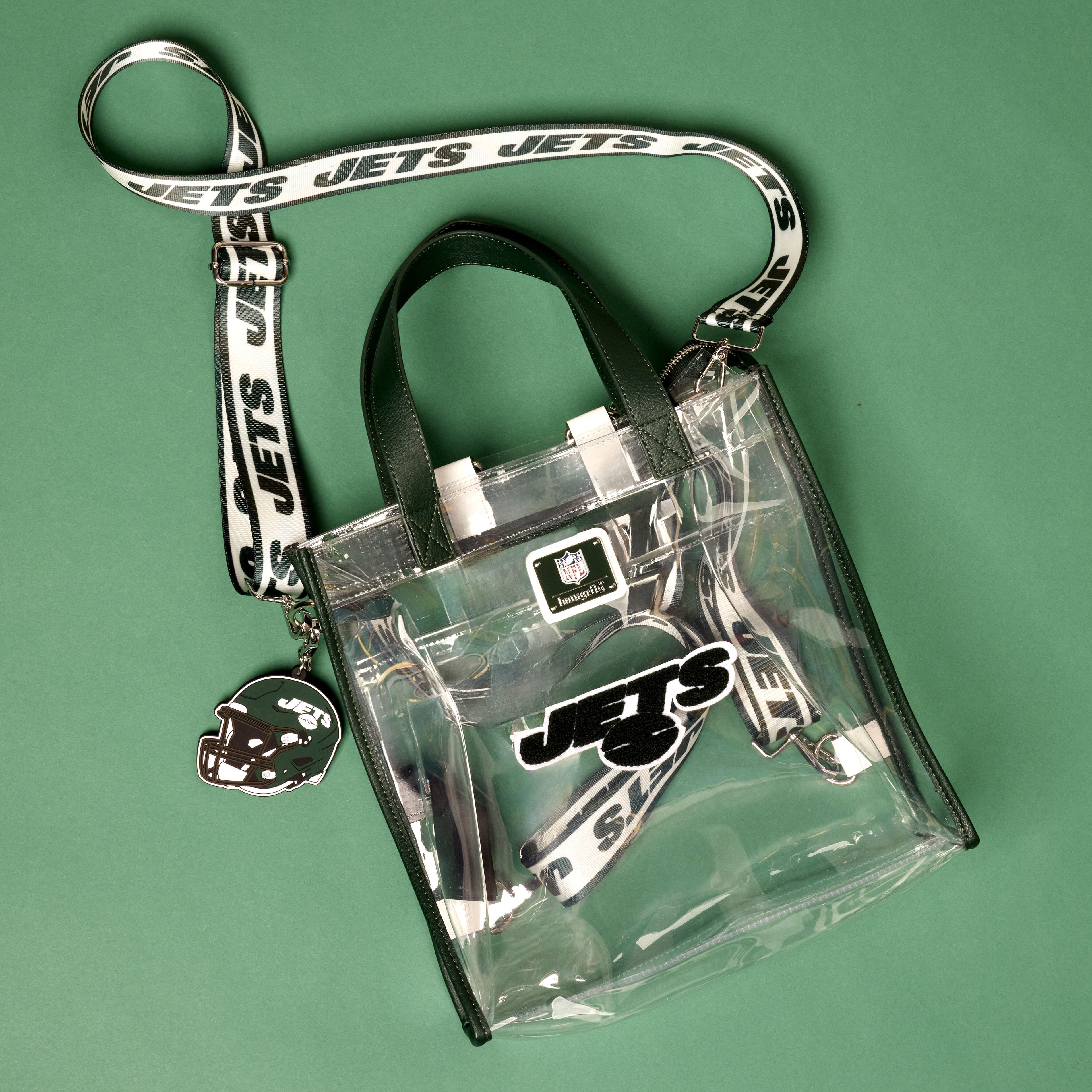 NFL New York Jets Clear Convertible Backpack & Tote Crossbody Stadium Bag