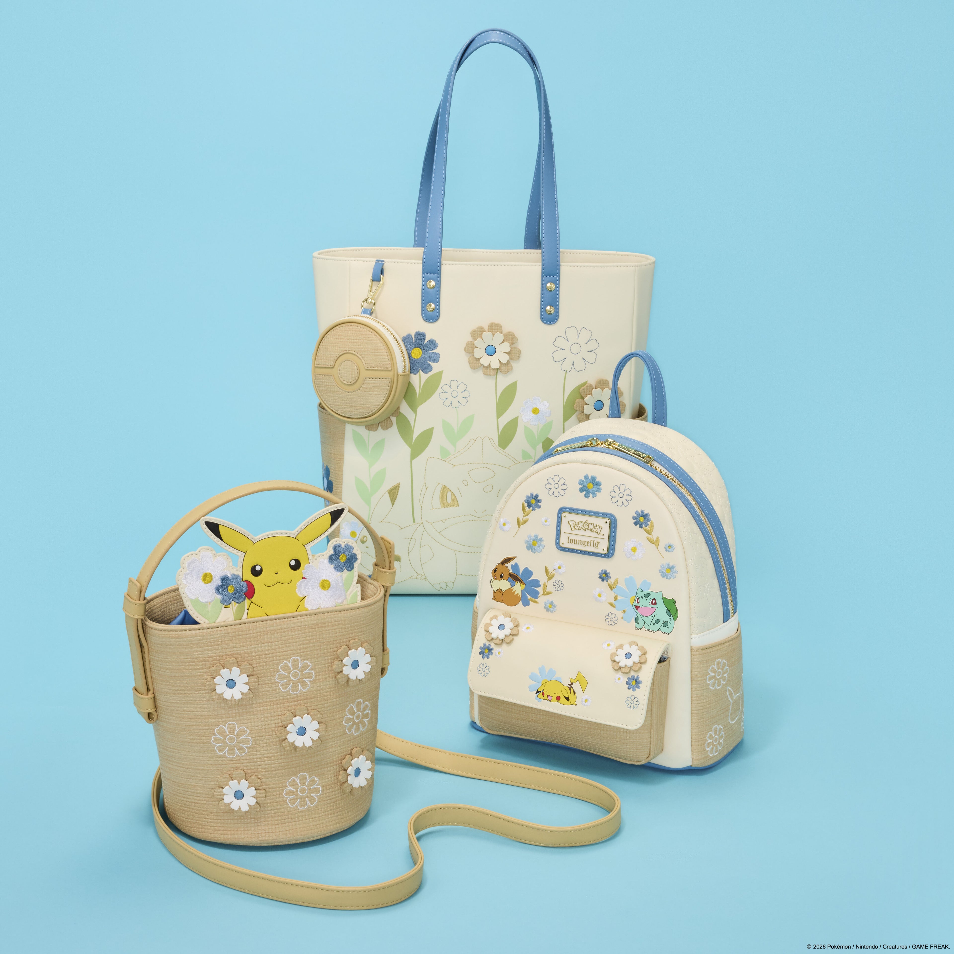 Pokémon Floral Tote Crossbody Bag with Coin Bag