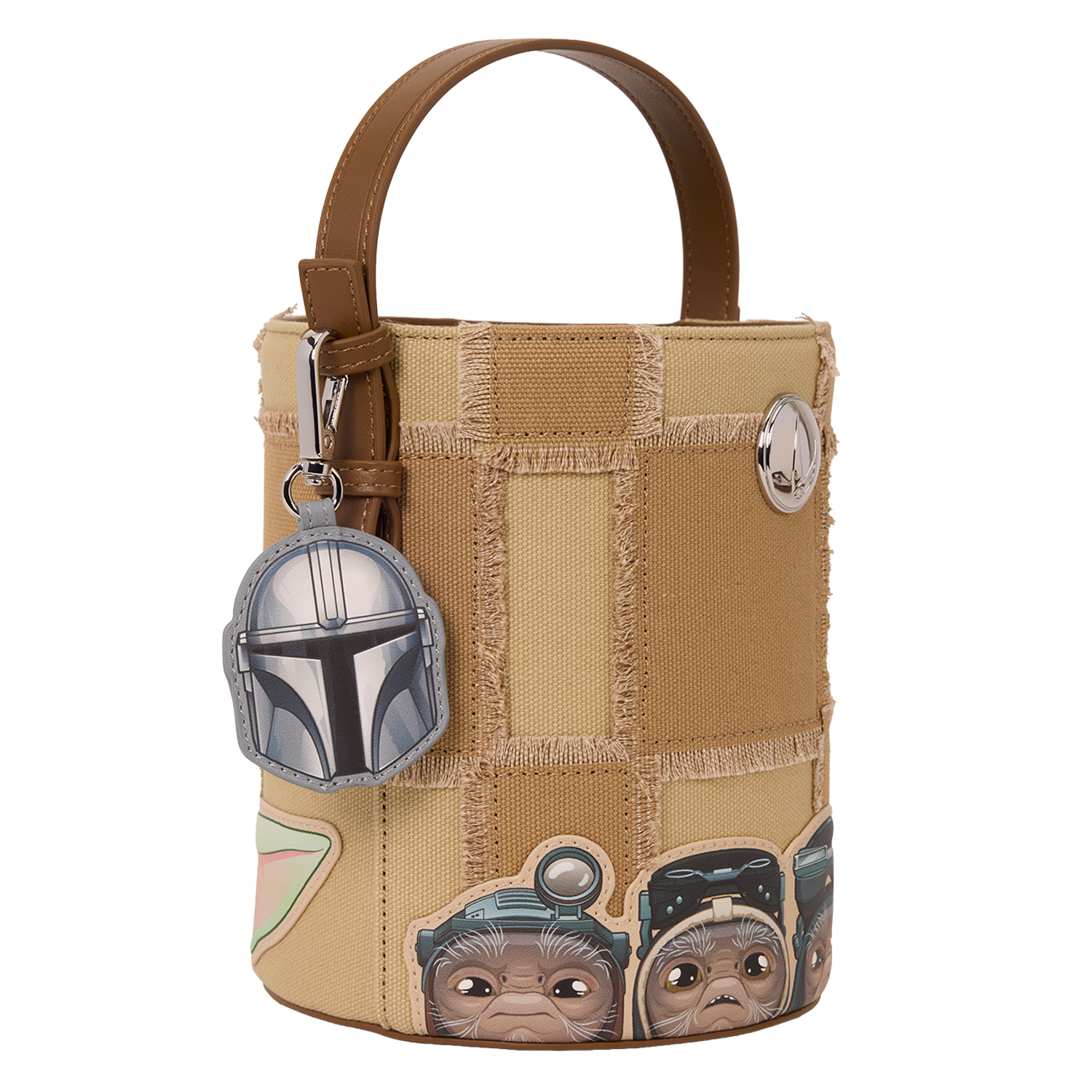 The Mandalorian Grogu & Anzellan Drawstring Bucket Crossbody Bag with Coin Bag