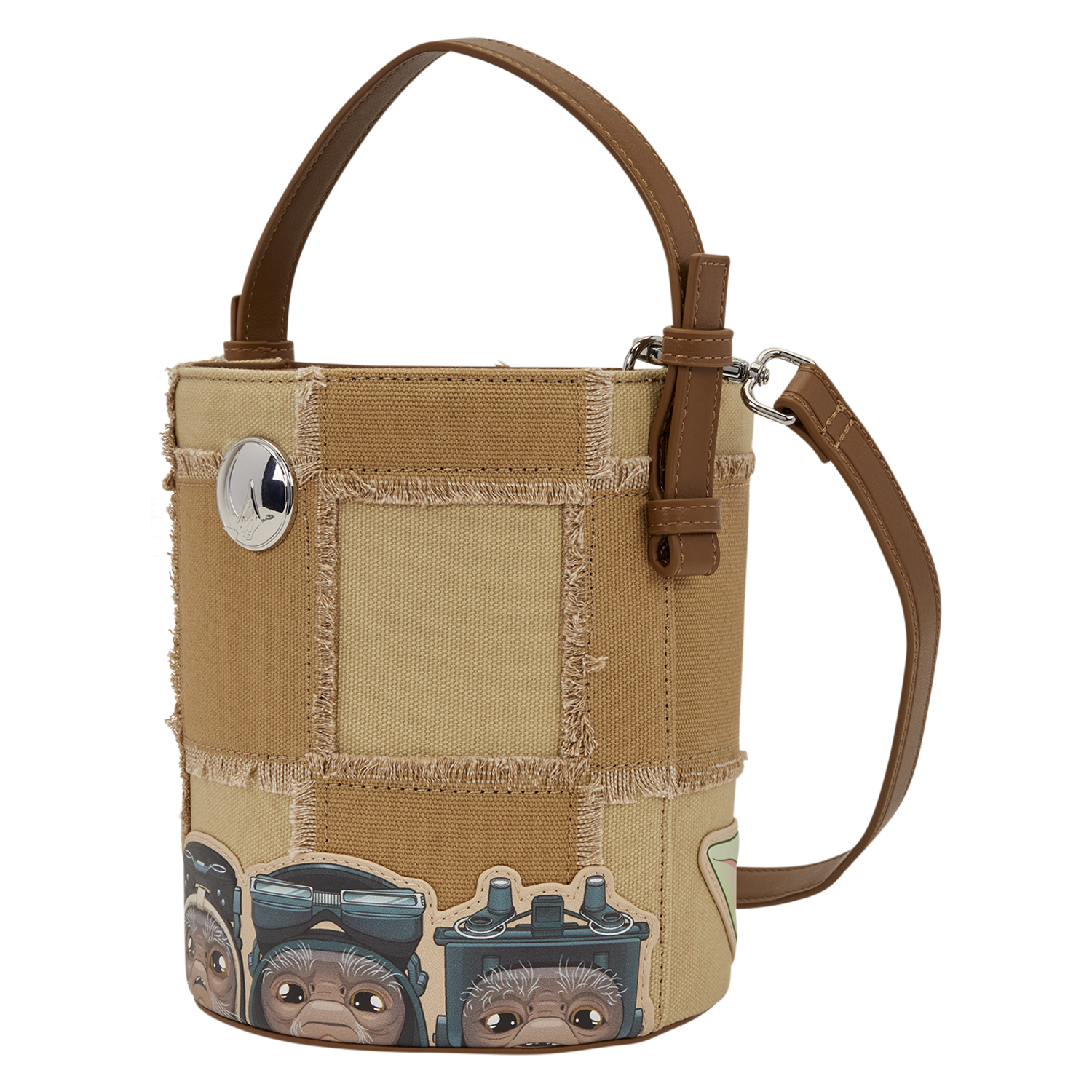 The Mandalorian Grogu & Anzellan Drawstring Bucket Crossbody Bag with Coin Bag
