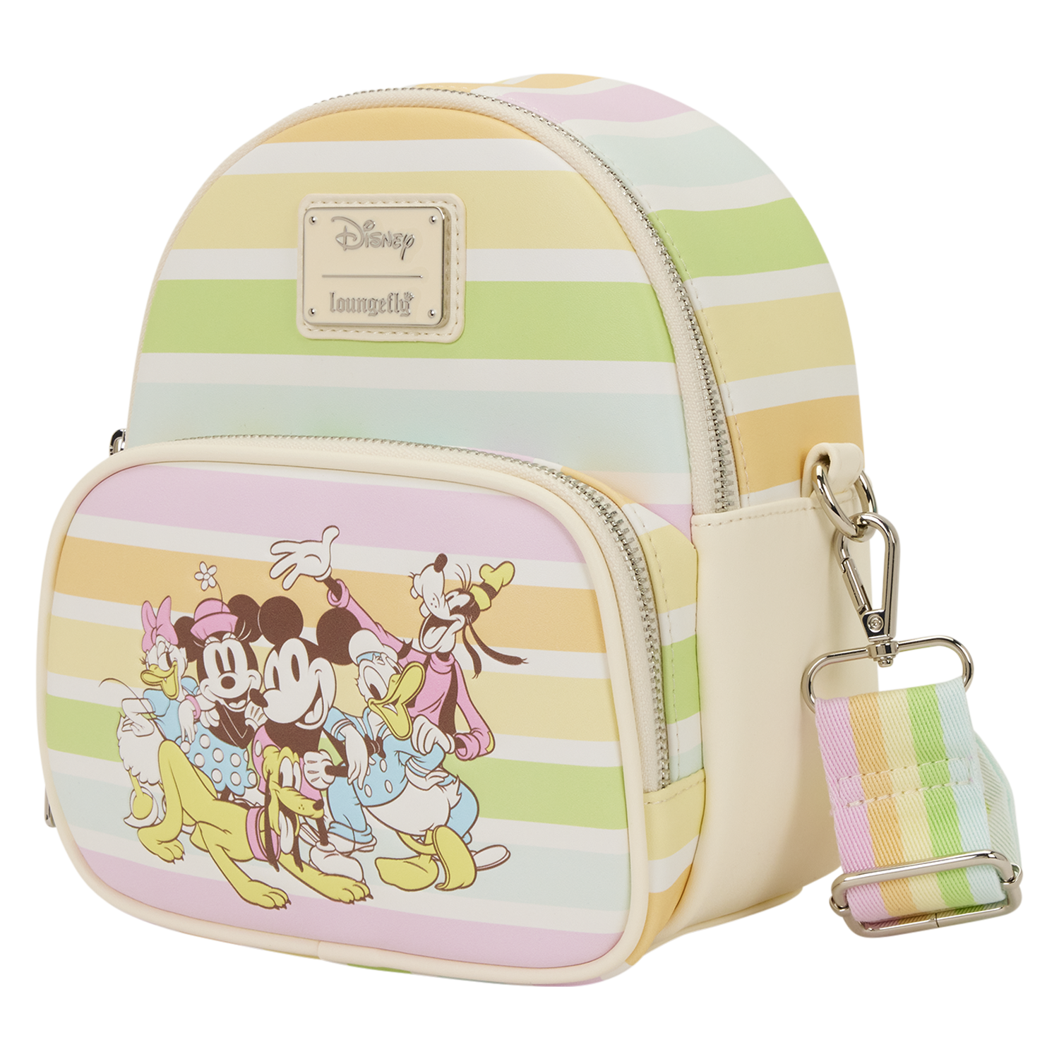 Mickey & Friends Rainbow Stripes Convertible Mini Backpack & Crossbody Bag