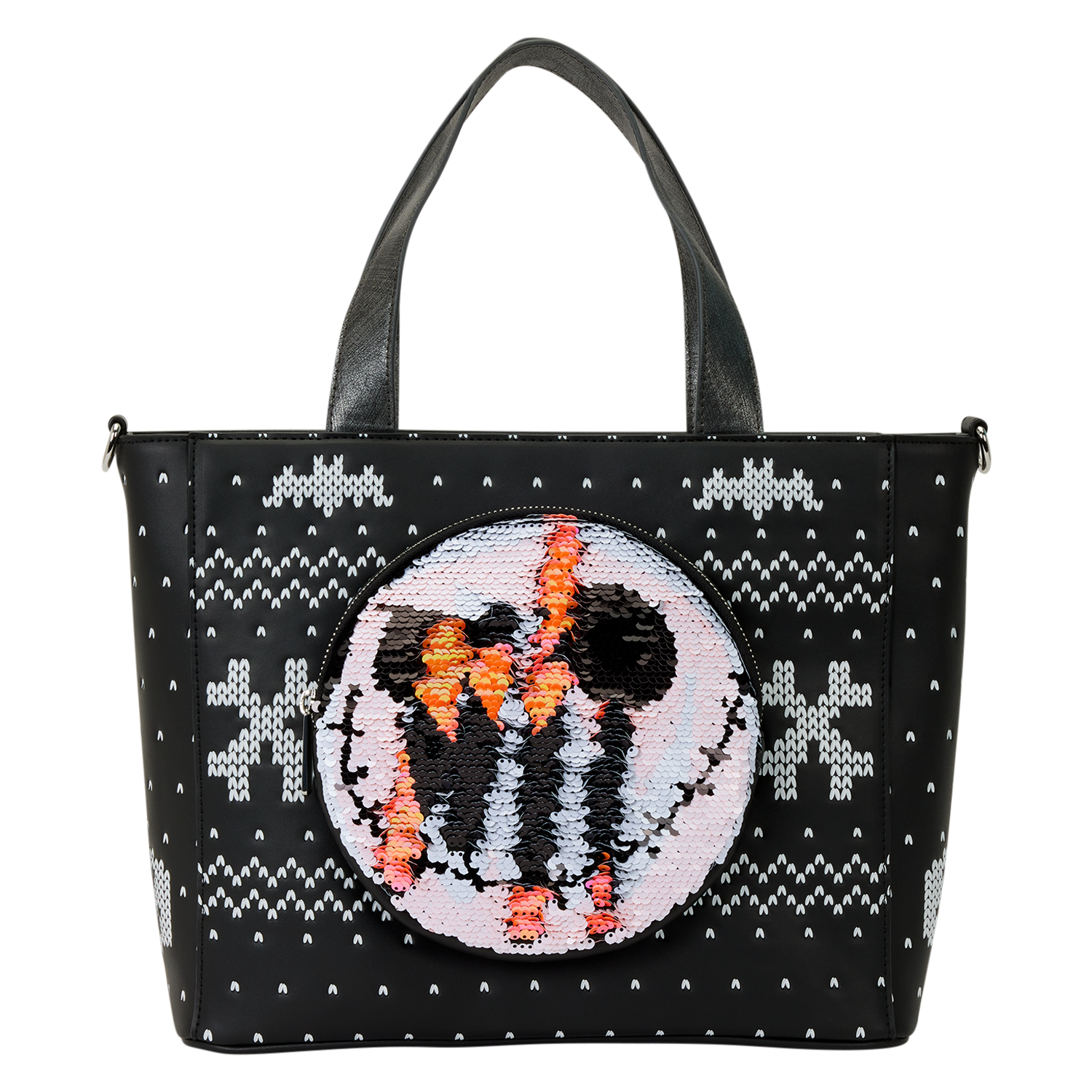 The Nightmare Before Christmas Jack Skellington Reversible Sequins Tote Crossbody Bag with Coin Bag